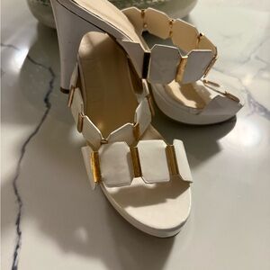 Elegant White and Gold Women's Heels